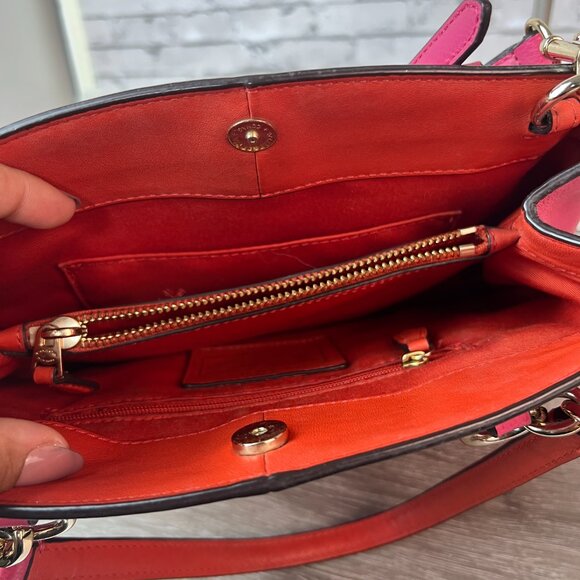 COACH F37632 Pink Floral Studded Leather 2Way Handbag Shoulder Bag - Picture 5 of 8